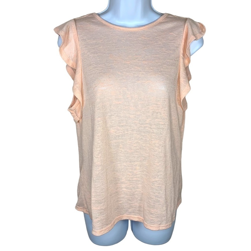 XS Light Pink Knit Ruffle Accent Top A New Day Stretch Pastel Balletcore